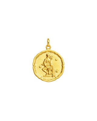 Astral Zodiac Coin Charm 14K Yellow Gold