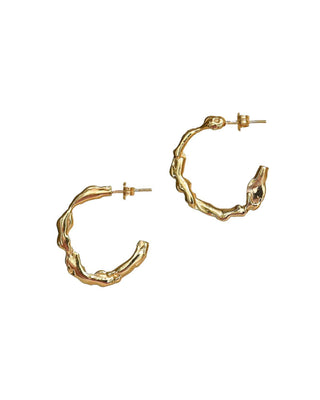 Rain Hoop Earrings 14K Yellow Gold