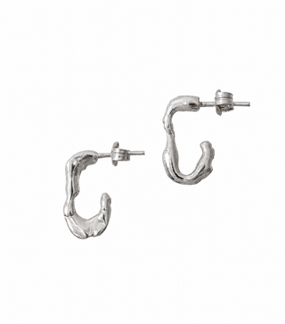 Mirror Mini Hoop Earrings Sterling Silver