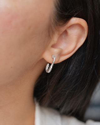 Mirror Mini Hoop Earrings Sterling Silver