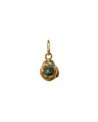Melty Gemstone Charm Gold Vermeil with Tourmaline (Dark Green)