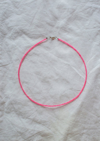 Jade Gemstone Necklace in Hot Pink