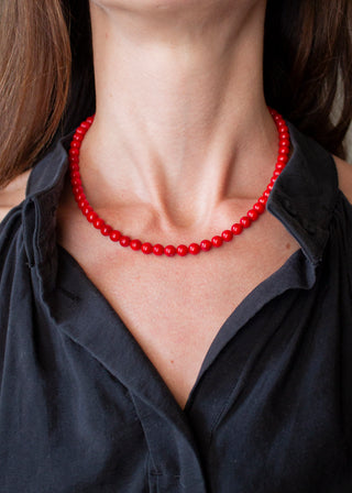 Coral Gemstone Necklace in Red