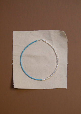 Half and Half Freshwater Pearl Necklace in Ocean