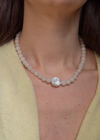 Nerida Gemstone Necklace in Milk