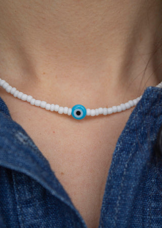 Evil Eye Necklace in White