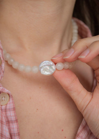 Nerida Gemstone Necklace in Milk