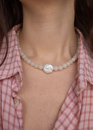 Nerida Gemstone Necklace in Milk