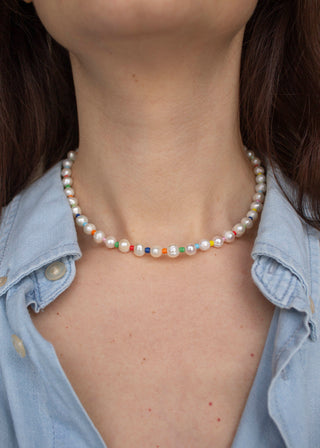 Rainbow Freshwater Pearl Gemstone Necklace