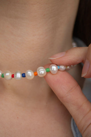Rainbow Freshwater Pearl Gemstone Necklace