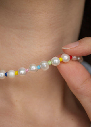 Rainbow Freshwater Pearl Gemstone Necklace