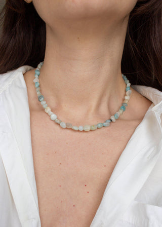 Pebble Agate Necklace in Aqua