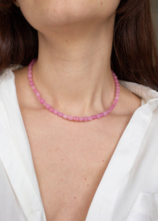 Pebble Necklace in Pink Jade