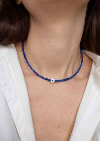 Evil Eye Necklace in Midnight Blue