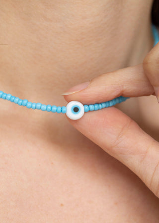 Evil Eye Necklace in Sky Blue