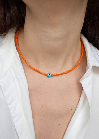 Evil Eye Necklace in Orange