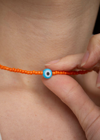 Evil Eye Necklace in Orange