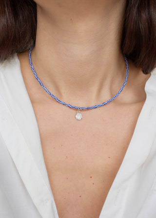 Glass Bead & Shell Charm Gemstone Necklace