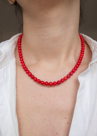 Coral Gemstone Necklace in Red