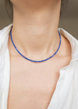 Agate Gemstone Necklace in Deep Water