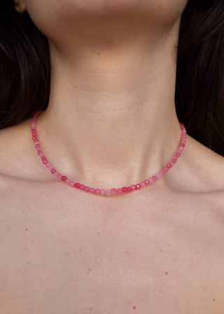 Agate Gemstone Necklace in Strawberry Sorbet