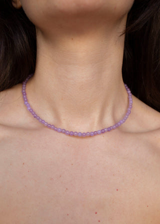 Agate Gemstone Necklace in Lilac