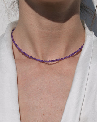 Agate Gemstone Necklace in Purple