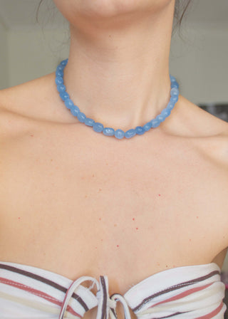 Sky Blue Jade Pebble Necklace