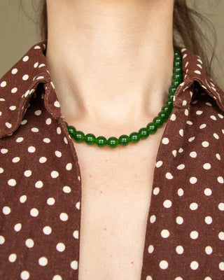 Agate Gemstone Necklace in Palm Green