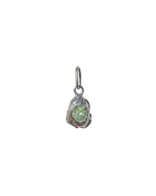 Melty Gemstone Charm Sterling Silver with Tourmaline (Light Green)