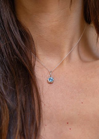 Melty Solitaire Necklace Sterling Silver