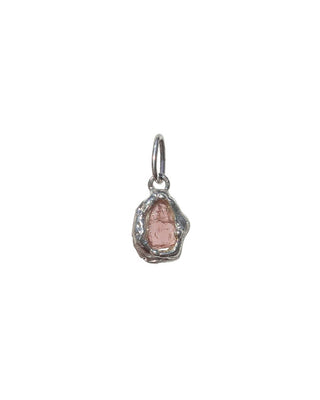 Melty Gemstone Charm Sterling Silver with Watermelon Tourmaline (Light Pink)