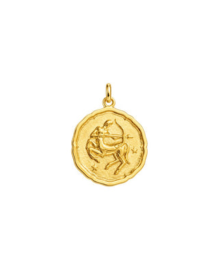 Astral Zodiac Coin Charm 14K Yellow Gold