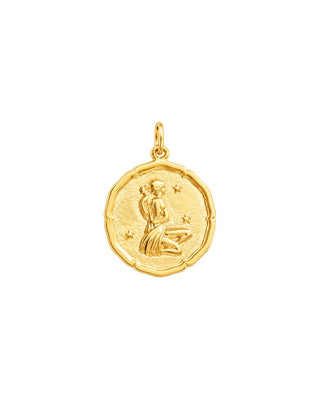 Astral Zodiac Coin Charm 14K Yellow Gold