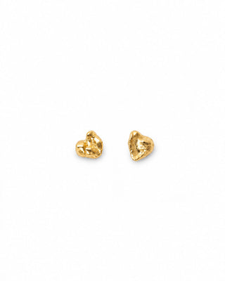 Heart Stud Earrings 14K Yellow Gold
