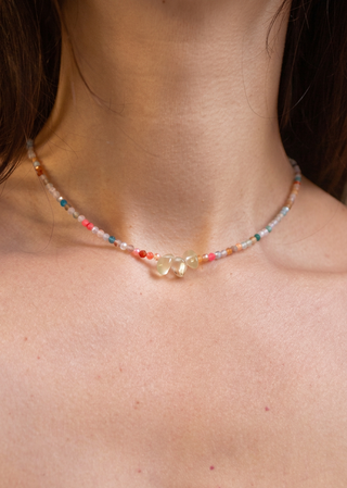 Agate Gemstone Necklace in Citron