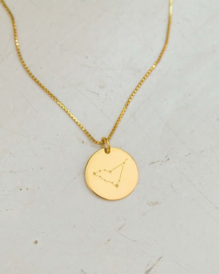 Zodiac Constellation Coin Necklace Gold Vermeil