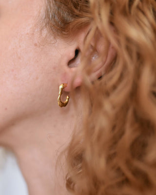 Μίνι σκουλαρίκια με κρίκο καθρέφτη χρυσό βερμέιλ