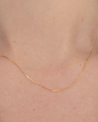Box Chain Necklace 14K Solid Gold