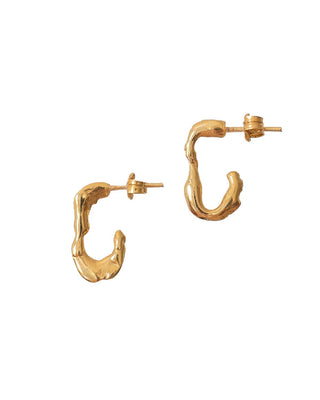 Μίνι σκουλαρίκια με κρίκο καθρέφτη χρυσό βερμέιλ