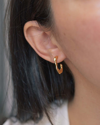 Mirror Mini Hoop Earrings Solid Gold