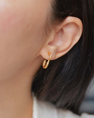 Mirror Mini Hoop Earrings Solid Gold