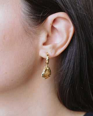 Droplet Huggie Hoop Earrings Gold Vermeil