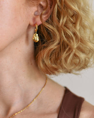 Droplet Huggie Hoop Earrings Gold Vermeil