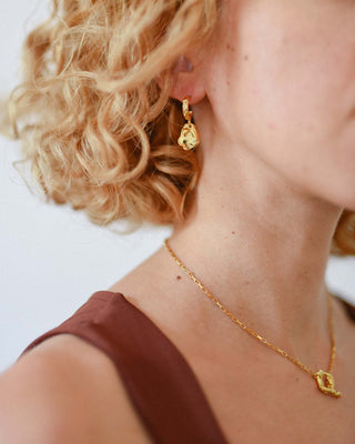 Droplet Huggie Hoop Earrings Gold Vermeil