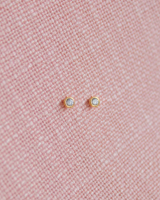 Tiny Solitaire Stud Earrings Gold Vermeil