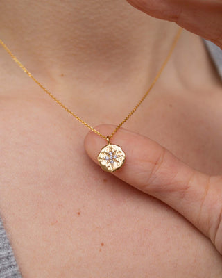 North Star Necklace 14K Solid Gold