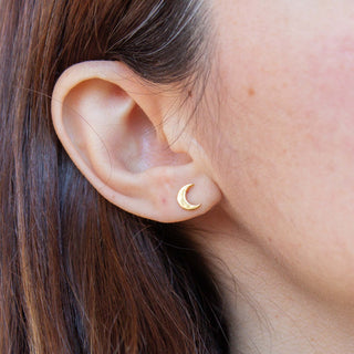 Moon Stud Earrings Gold Vermeil picothestore