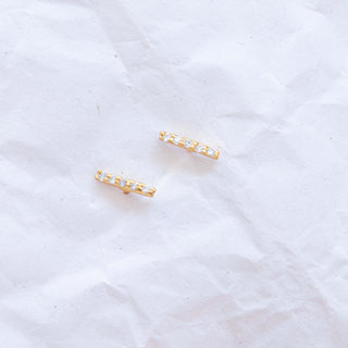 Pave Line Stud Earrings Gold Vermeil picothestore