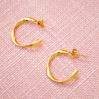 Ribbon Hoop Earrings Gold Vermeil picothestore